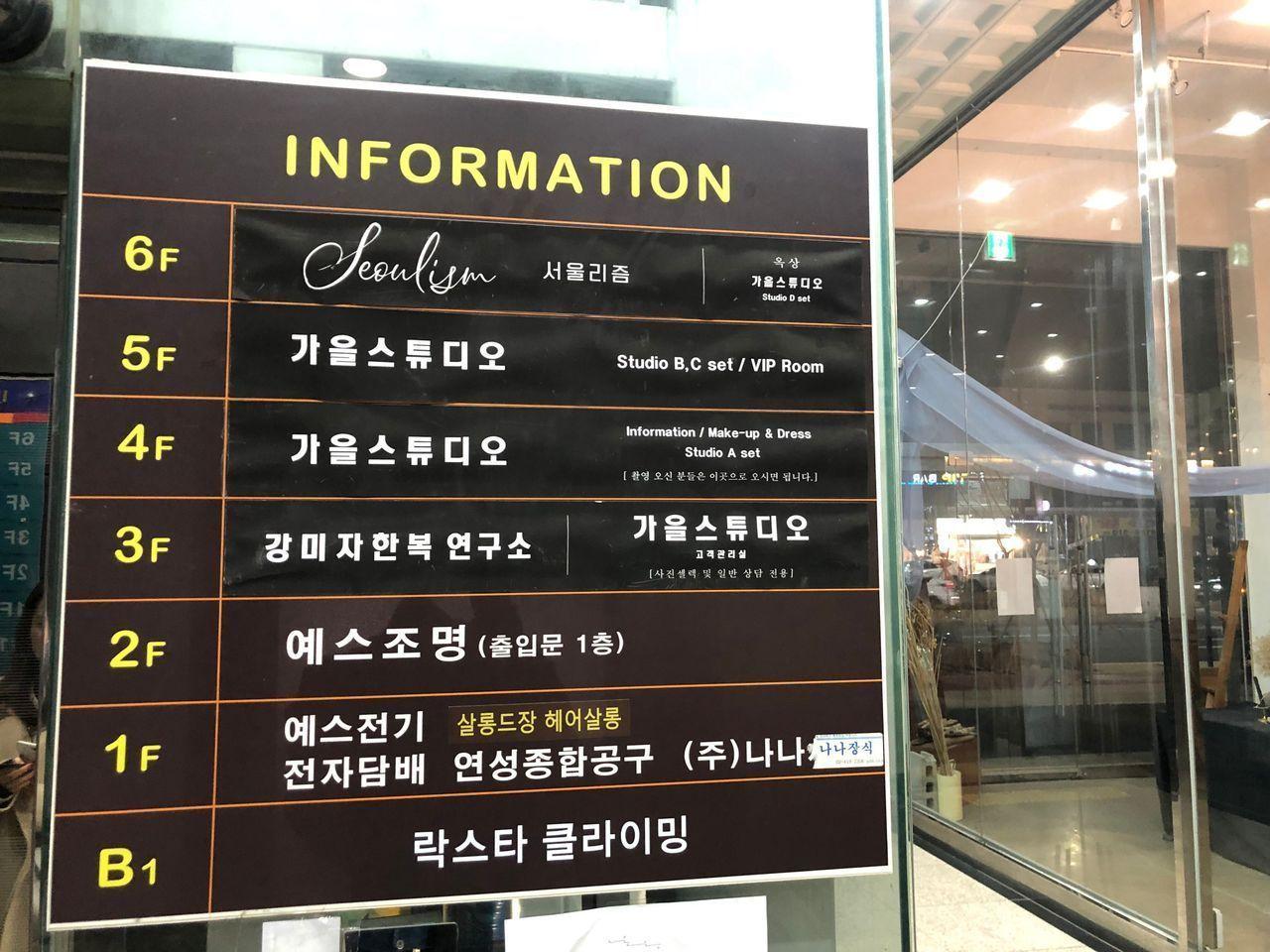 ソウリズムカフェが存在するビルのインフォメーションボード